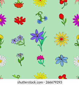 Floral seamless pattern background with leaves. Doodles ornament
