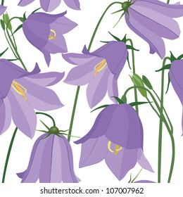 Floral seamless pattern background with lilac flowers bluebell