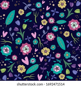 floral seamless pattern background on a dark