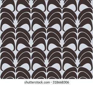 Floral seamless pattern background. Ornament with stylized leaves on hexagonal grid. Monochrome classical motif