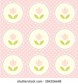 Floral seamless pattern background in pastel pink colors.