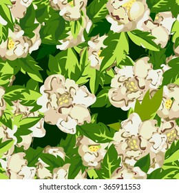 Floral seamless pattern background with peony flower