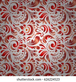 Floral seamless pattern. Seamless background. Pink, orange and red ornament. Wallpaper baroque, damask.