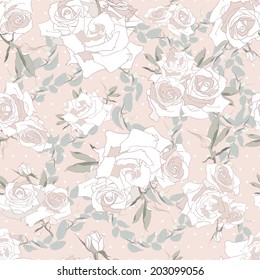 Floral seamless pattern. Background with roses. Vector illustration