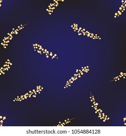 Floral seamless pattern, background with spring flowers on dark blue background. Vector illustration without gradients and transparency.