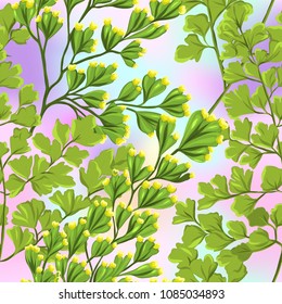 Floral seamless pattern, background with spring flowers in light ultra violet pastel colors on mesh pink, blue background. Vector illustration without gradients and transparency.