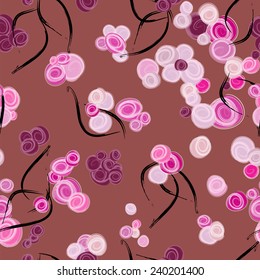 floral seamless pattern background, with strokes, rosebush