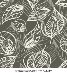 Floral seamless pattern, background for textile design in vintage style. Wallpaper, background.  A seamless leaf pattern.