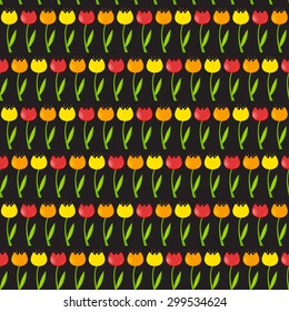 Floral Seamless Pattern Background with Tulips Vector Illustration EPS10