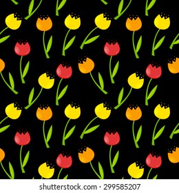 Floral Seamless Pattern Background with Tulips Vector Illustration EPS10
