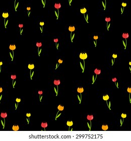 Floral Seamless Pattern Background with Tulips Vector Illustration EPS10