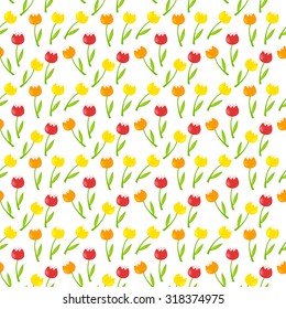 Floral Seamless Pattern Background with Tulips Vector Illustration EPS10
