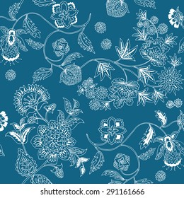 Floral Seamless Pattern Background. Vector illustration.