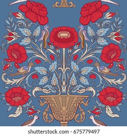 Floral seamless pattern, background with vintage style flowers a