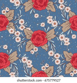 Floral seamless pattern, background with vintage style flowers