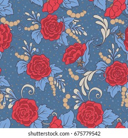 Floral seamless pattern, background with vintage style flowers