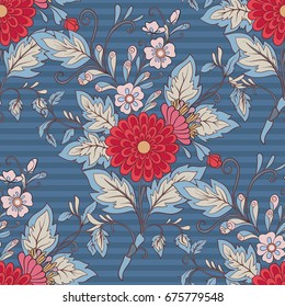 Floral seamless pattern, background with vintage style flowers