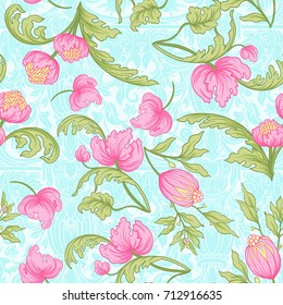 Floral seamless pattern, background with vintage style flowers
