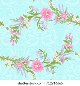 Floral seamless pattern, background with vintage style flowers