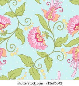 Floral seamless pattern, background with vintage style flowers 