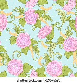 Floral seamless pattern, background with vintage style flowers 