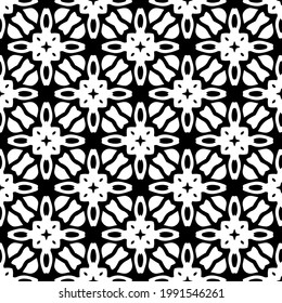 floral seamless pattern background.Geometric ornament for wallpapers and backgrounds. Black and white pattern. 