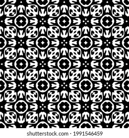 fondo de patrón sin costuras floral.Ornamento geométrico para fondos de paredes y fondos. Patrón blanco y negro. 