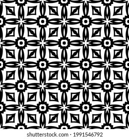 floral seamless pattern background.Geometric ornament for wallpapers and backgrounds. Black and white pattern. 