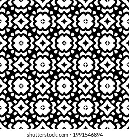 fondo de patrón sin costuras floral.Ornamento geométrico para fondos de paredes y fondos. Patrón blanco y negro. 
