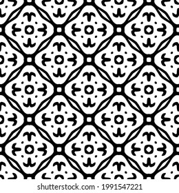 floral seamless pattern background.Geometric ornament for wallpapers and backgrounds. Black and white pattern. 