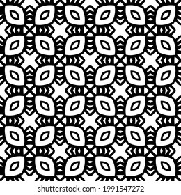 floral seamless pattern background.Geometric ornament for wallpapers and backgrounds. Black and white pattern. 