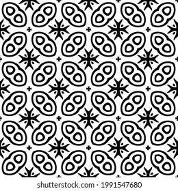 fondo de patrón sin costuras floral.Ornamento geométrico para fondos de paredes y fondos. Patrón blanco y negro. 