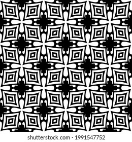 fondo de patrón sin costuras floral.Ornamento geométrico para fondos de paredes y fondos. Patrón blanco y negro. 