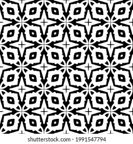 floral seamless pattern background.Geometric ornament for wallpapers and backgrounds. Black and white pattern. 