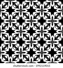 floral seamless pattern background.Geometric ornament for wallpapers and backgrounds. Black and white pattern. 