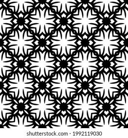 Blumenmuster nahtloser Hintergrund.Geometrisches Ornament für Bildschirmhintergründe und Hintergründe. Schwarz-Weiß-Muster. 