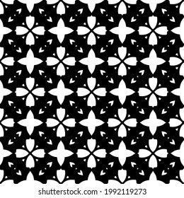 Blumenmuster nahtloser Hintergrund.Geometrisches Ornament für Bildschirmhintergründe und Hintergründe. Schwarz-Weiß-Muster. 
