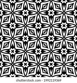 floral seamless pattern background.Geometric ornament for wallpapers and backgrounds. Black and white pattern. 