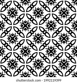 fondo de patrón sin costuras floral.Ornamento geométrico para fondos de paredes y fondos. Patrón blanco y negro. 