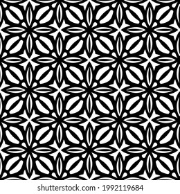 fondo de patrón sin costuras floral.Ornamento geométrico para fondos de paredes y fondos. Patrón blanco y negro. 
