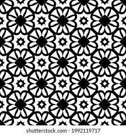 floral seamless pattern background.Geometric ornament for wallpapers and backgrounds. Black and white pattern. 