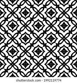 fondo de patrón sin costuras floral.Ornamento geométrico para fondos de paredes y fondos. Patrón blanco y negro. 