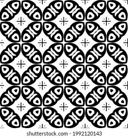 floral seamless pattern background.Geometric ornament for wallpapers and backgrounds. Black and white pattern. 