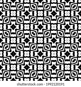 floral seamless pattern background.Geometric ornament for wallpapers and backgrounds. Black and white pattern. 