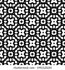 floral seamless pattern background.Geometric ornament for wallpapers and backgrounds. Black and white pattern. 
