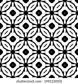 floral seamless pattern background.Geometric ornament for wallpapers and backgrounds. Black and white pattern. 