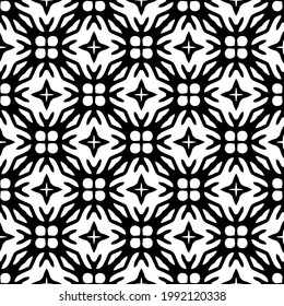 fondo de patrón sin costuras floral.Ornamento geométrico para fondos de paredes y fondos. Patrón blanco y negro. 