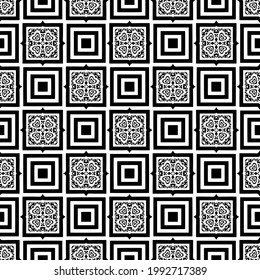 fondo de patrón sin costuras floral.Ornamento geométrico para fondos de paredes y fondos. Patrón blanco y negro. 