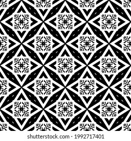 floral seamless pattern background.Geometric ornament for wallpapers and backgrounds. Black and white pattern. 