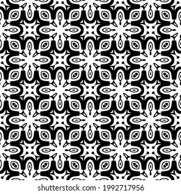floral seamless pattern background.Geometric ornament for wallpapers and backgrounds. Black and white pattern. 